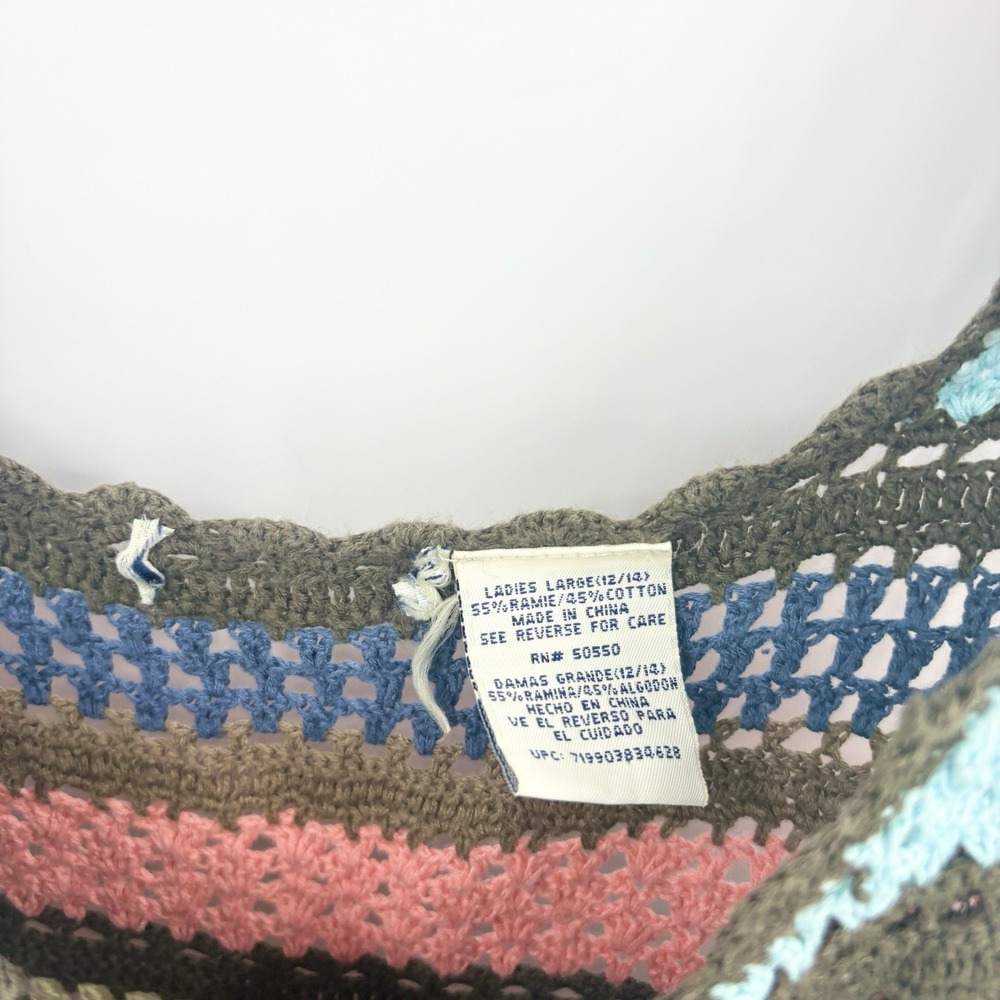 Vintage 90s Y2K Crochet Tank Top Large Festival Indie Boho Granola Cottage Fairy - Picture 5 of 6